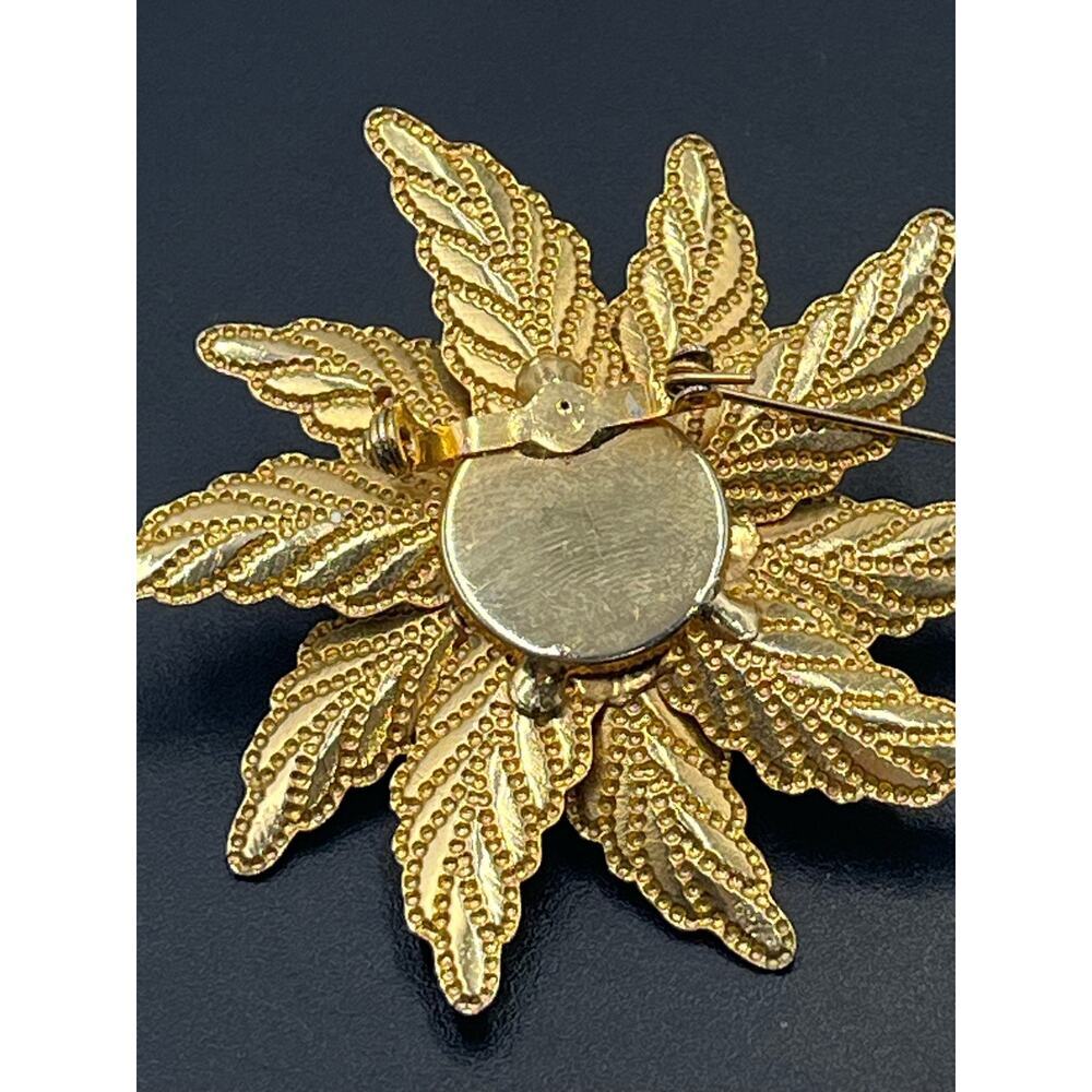 Vintage Poinsettia AB Rhinestone Spray Silver Tone Gold Tone Shiny Brooch - Picture 8 of 11